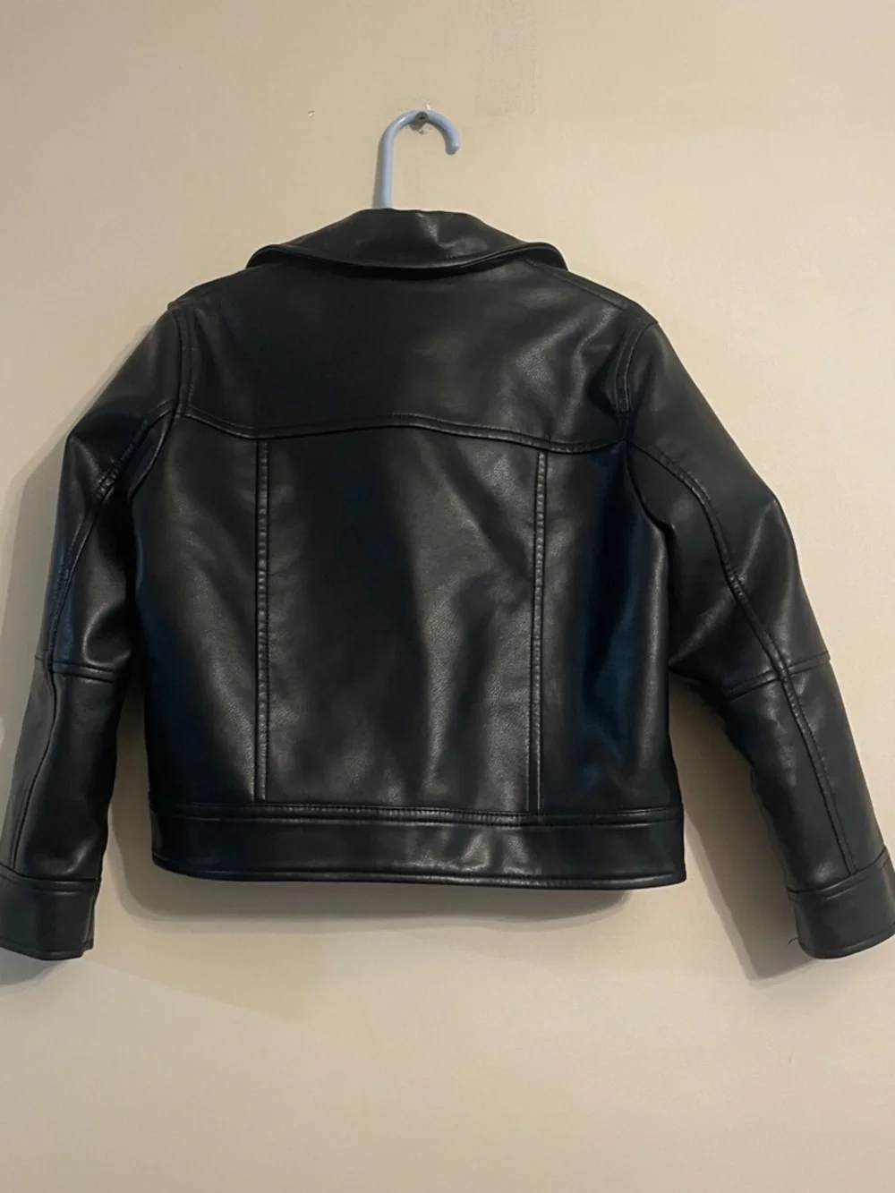 Zara Girls Black Faux Leather Moto Jacket Size 6 Biker Jacket